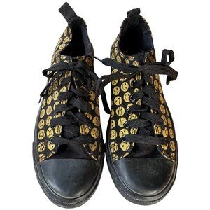 epicstep Brand Black Canvas Sneakers w/Gold Face Emojis Women's Size 9